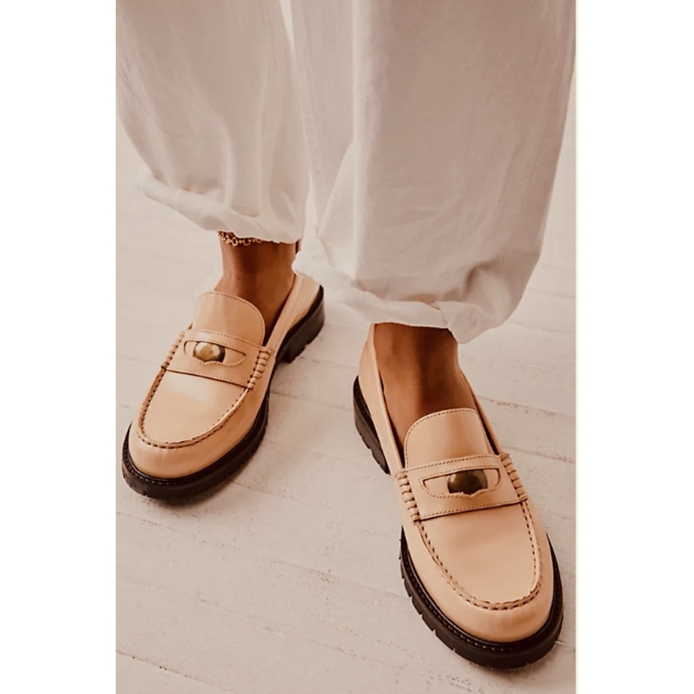 NEW Free People  Chunky Lug Leather Loafer Platform Cream‎ LIV Women's 40 US 9.5